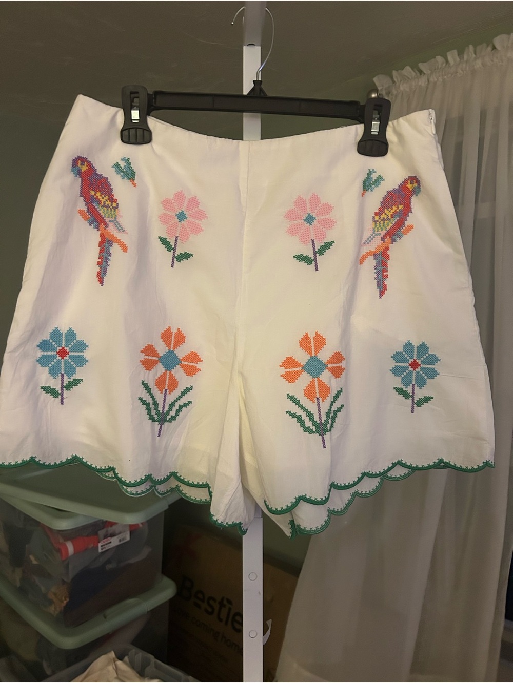 White Embroidered Shorts by J Marie